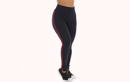 Calça legging preta com listras nas laterais – Doce Malícia