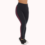 Calça legging preta com listras nas laterais – Doce Malícia