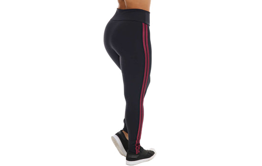 Calça legging preta com listras em Preto – Doce Malícia