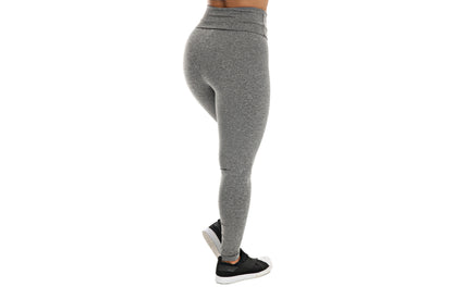 Calça legging mesclada com cós alto em cinza – Doce Malícia