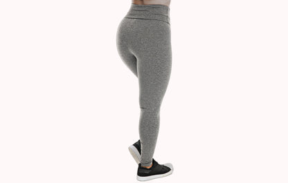 Calça Legging Mesclada com Cós Alto