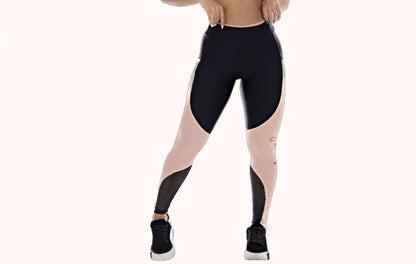 Calça Legging Fitness Feminina Cintura Alta com Silk e Recortes