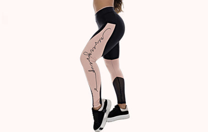 Calça Legging Fitness Feminina Cintura Alta com Silk e Recortes