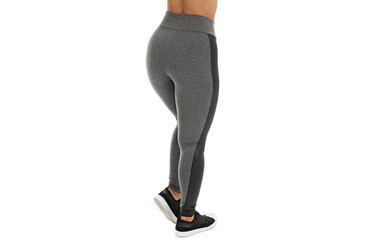 Calça legging mescla com faixa preta em cinza – Doce Malícia