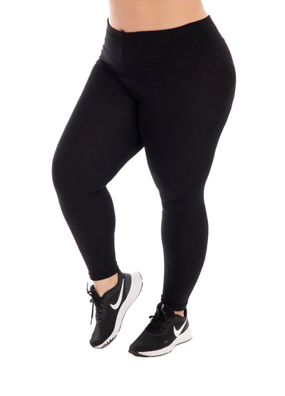 Calça Legging de Algodão Plus Size em Preto – Doce Malícia
