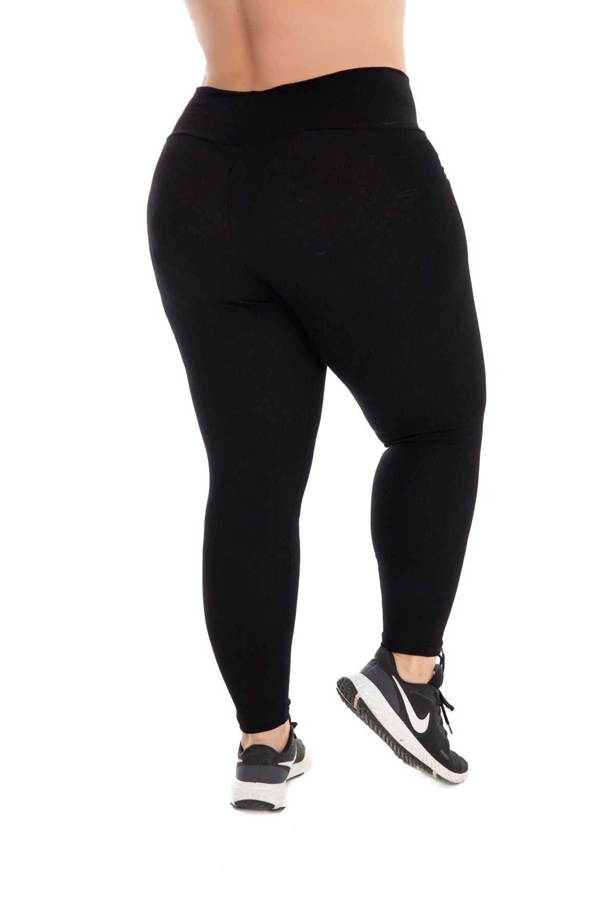 Calça Legging de Algodão Plus Size em Preto – Doce Malícia