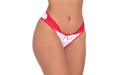 Calcinha em microfibra estampada e renda em Branco – Doce Malícia