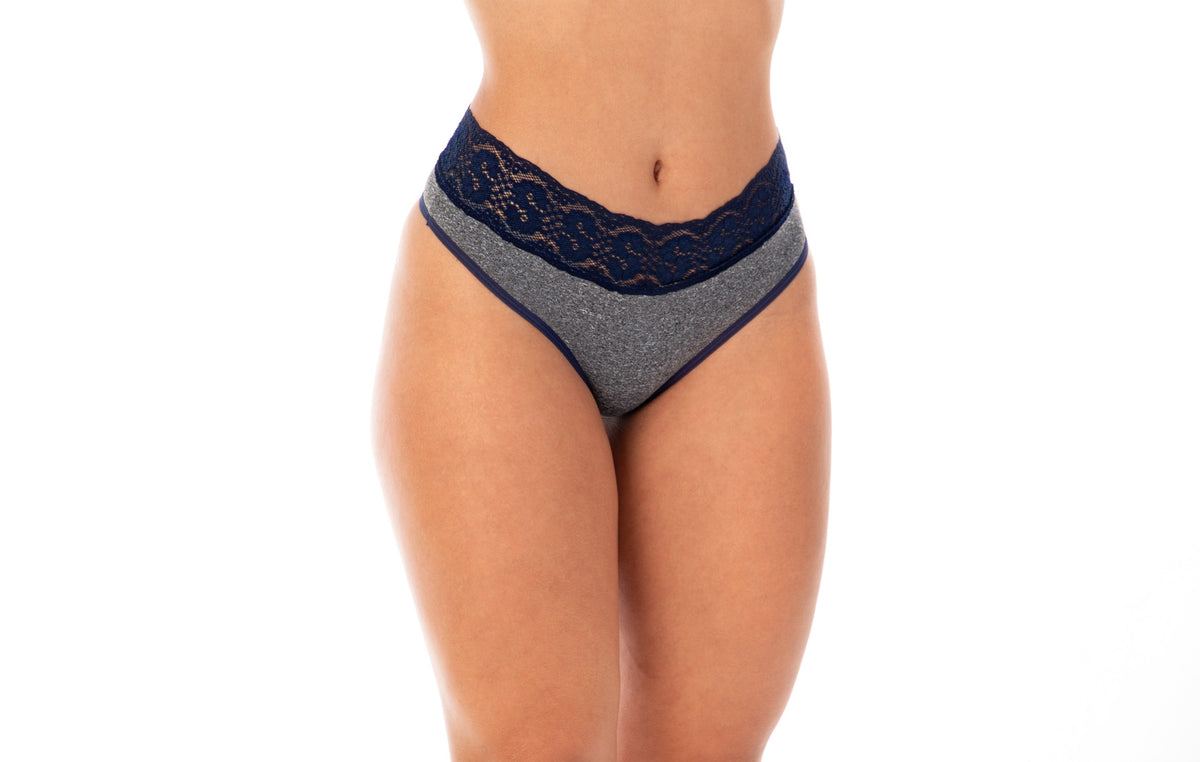 Calcinha mescla sensual com renda em azul-Marinho – Doce Malícia