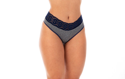Calcinha mescla sensual com renda em azul-Marinho – Doce Malícia