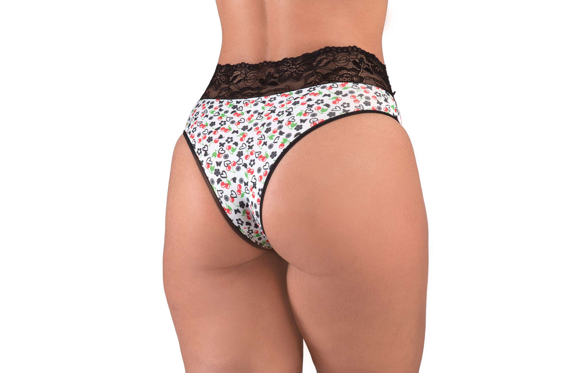 Calcinha estampada com renda em azul – Doce Malícia
