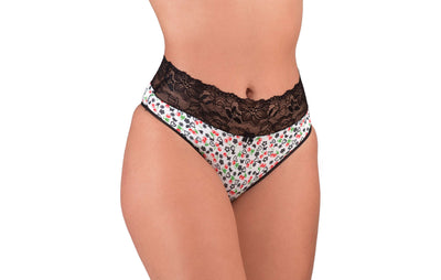 Calcinha estampada com renda em azul – Doce Malícia