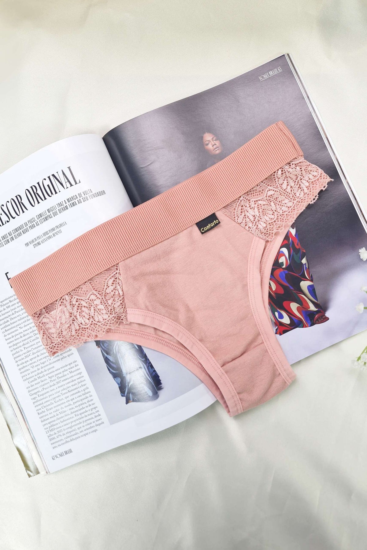 Calcinha de Algodão com Renda em Branco – Doce Malícia