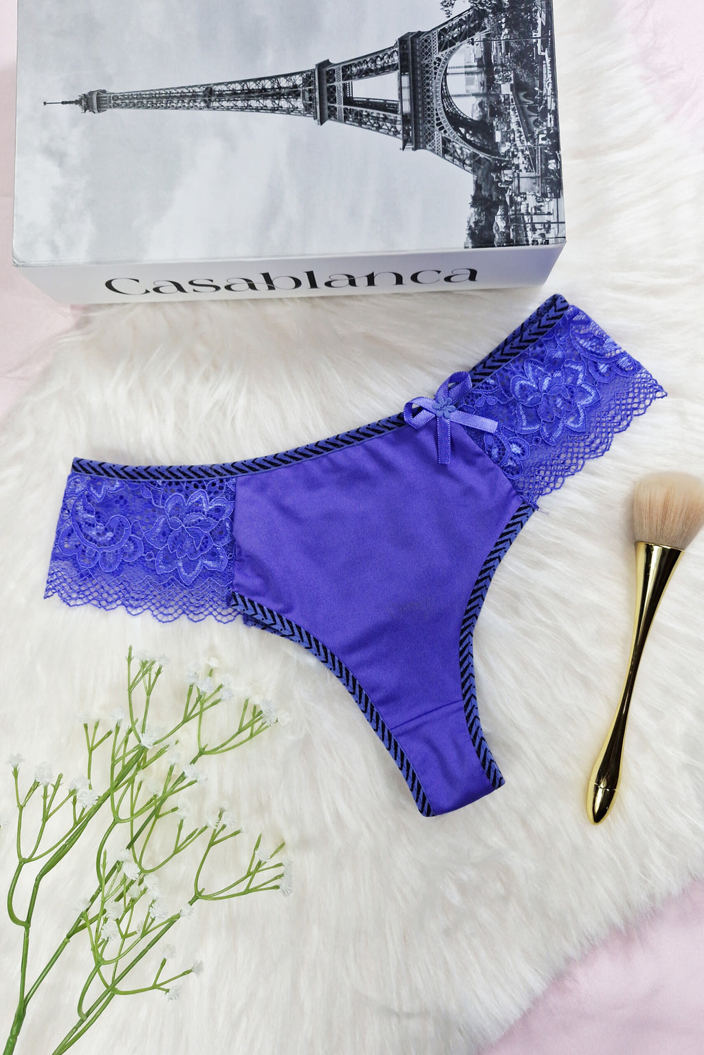 Calcinha com Pala Rendada e em Azul Royal – Doce Malícia