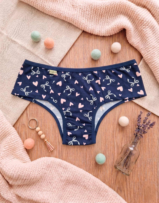 Calcinha Conforto em Suede Estampado em azul-Marinho – Doce Malícia
