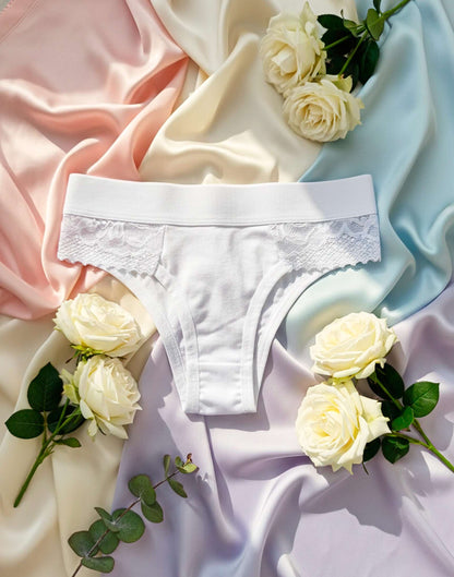 Calcinha de Algodão com Renda em Branco – Doce Malícia