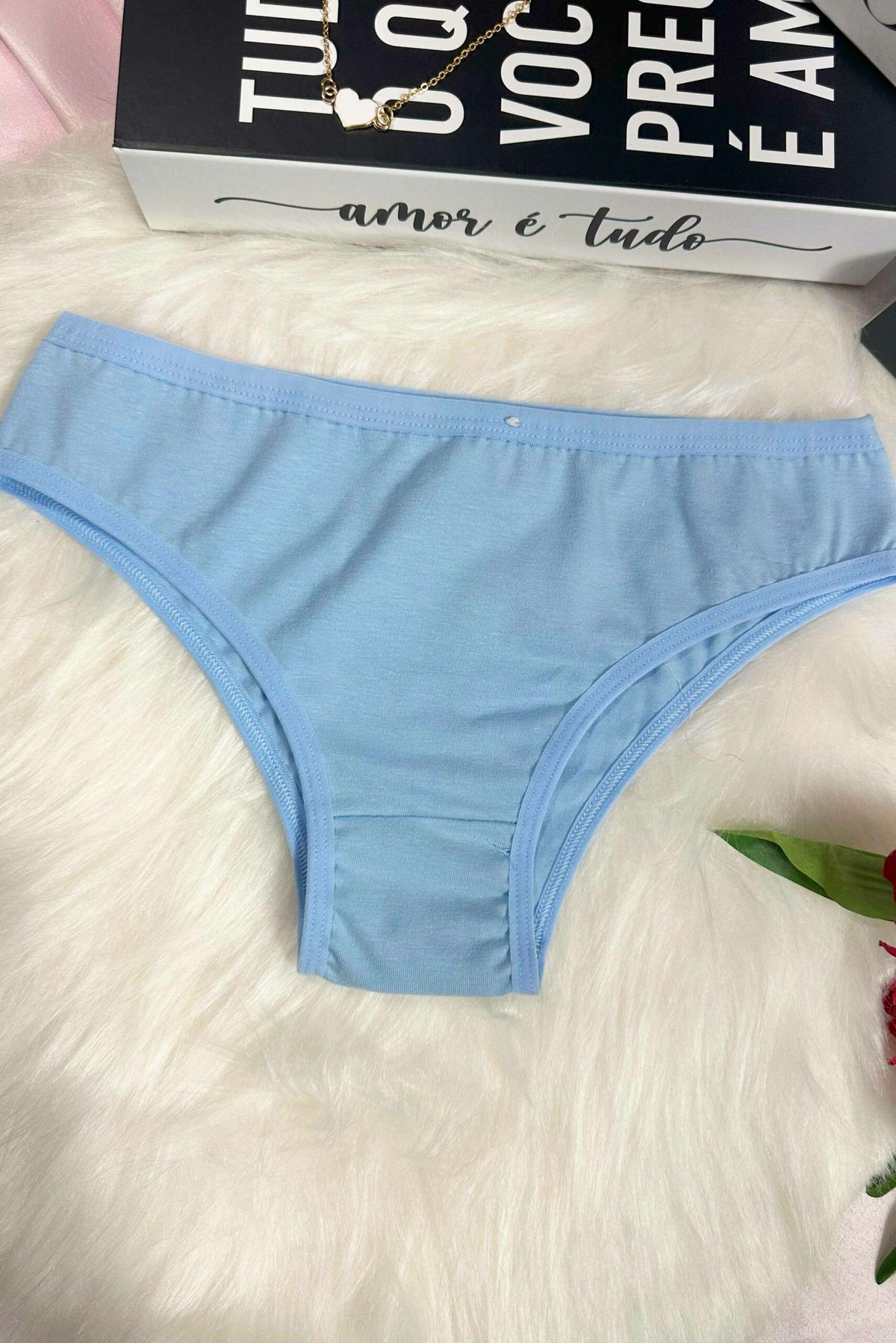 Calcinha Conforto de Algodão Liso em azul-Marinho – Doce Malícia