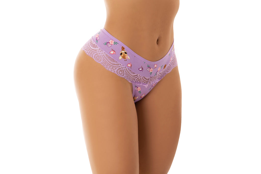 Calcinha em Suede Estampada com Renda em azul-Marinho – Doce Malícia