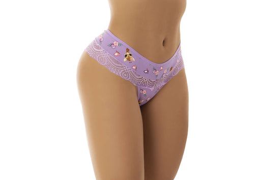 Calcinha em Suede Estampada com Renda em azul-Marinho – Doce Malícia