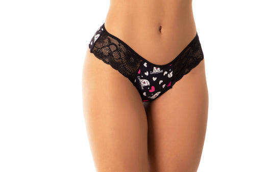 Calcinha em Suede Estampado com Renda em Branco – Doce Malícia