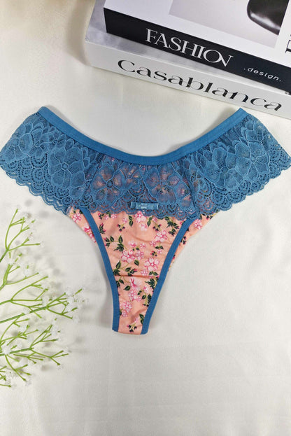 Calcinha Estampada com Renda Vazada em azul-Marinho – Doce Malícia