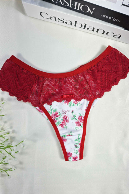 Calcinha Estampada com Renda Vazada em azul-Marinho – Doce Malícia