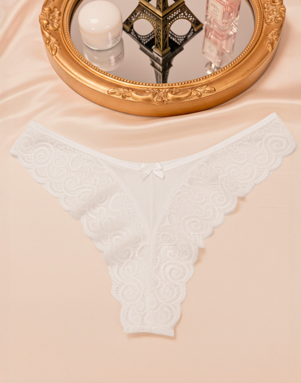 Calcinha Fio Dental com Tule em Branco – Doce Malícia