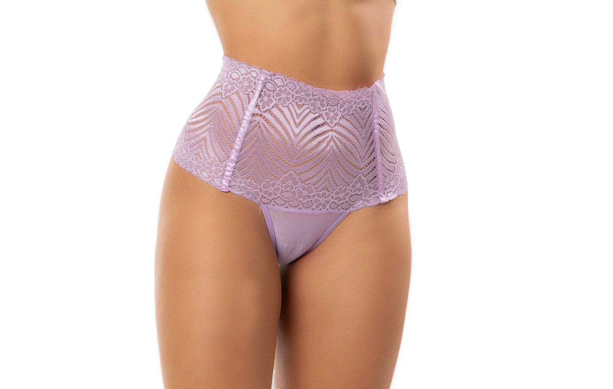 Calcinha Pala Alta de Renda em Branco – Doce Malícia