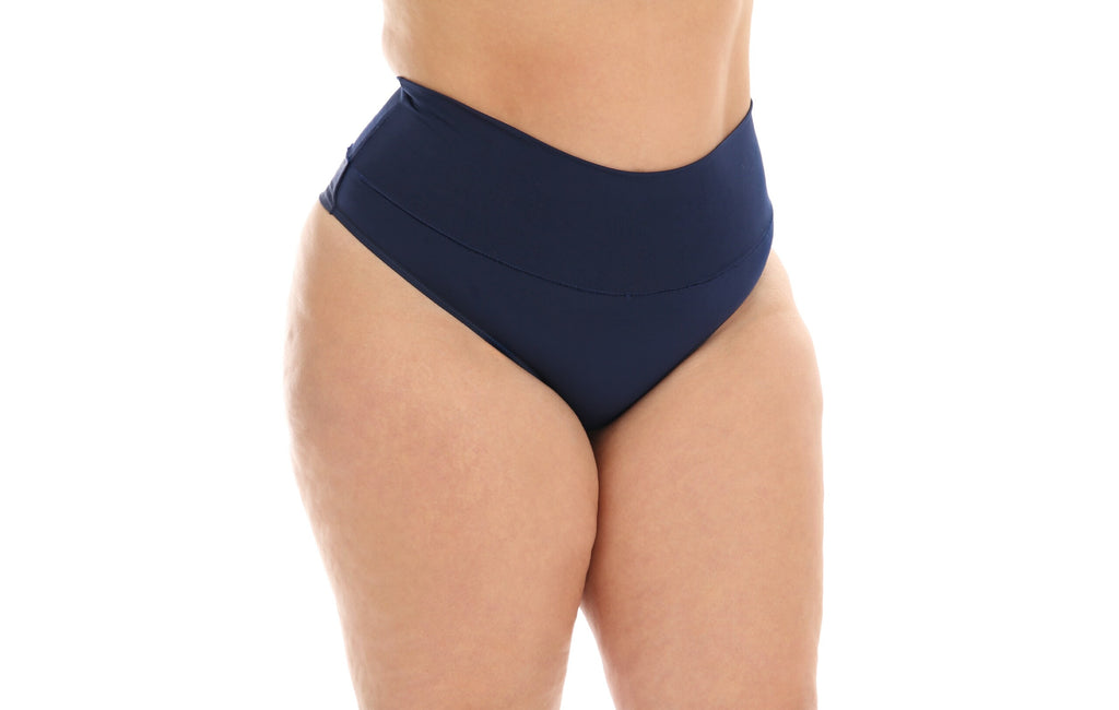 Calcinha Plus Size cintura alta em azul-Marinho – Doce Malícia