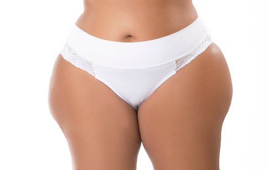 Calcinha Plus Size com Renda em Branco – Doce Malícia