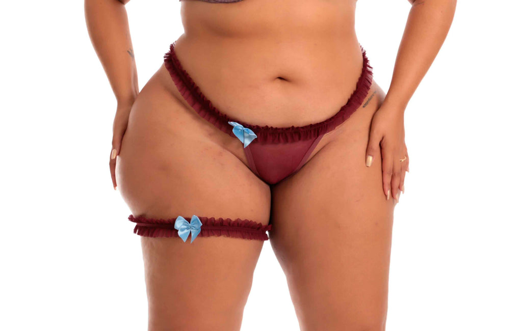 Calcinha Plus Size Sexy com Perneira em azul-Marinho – Doce Malícia