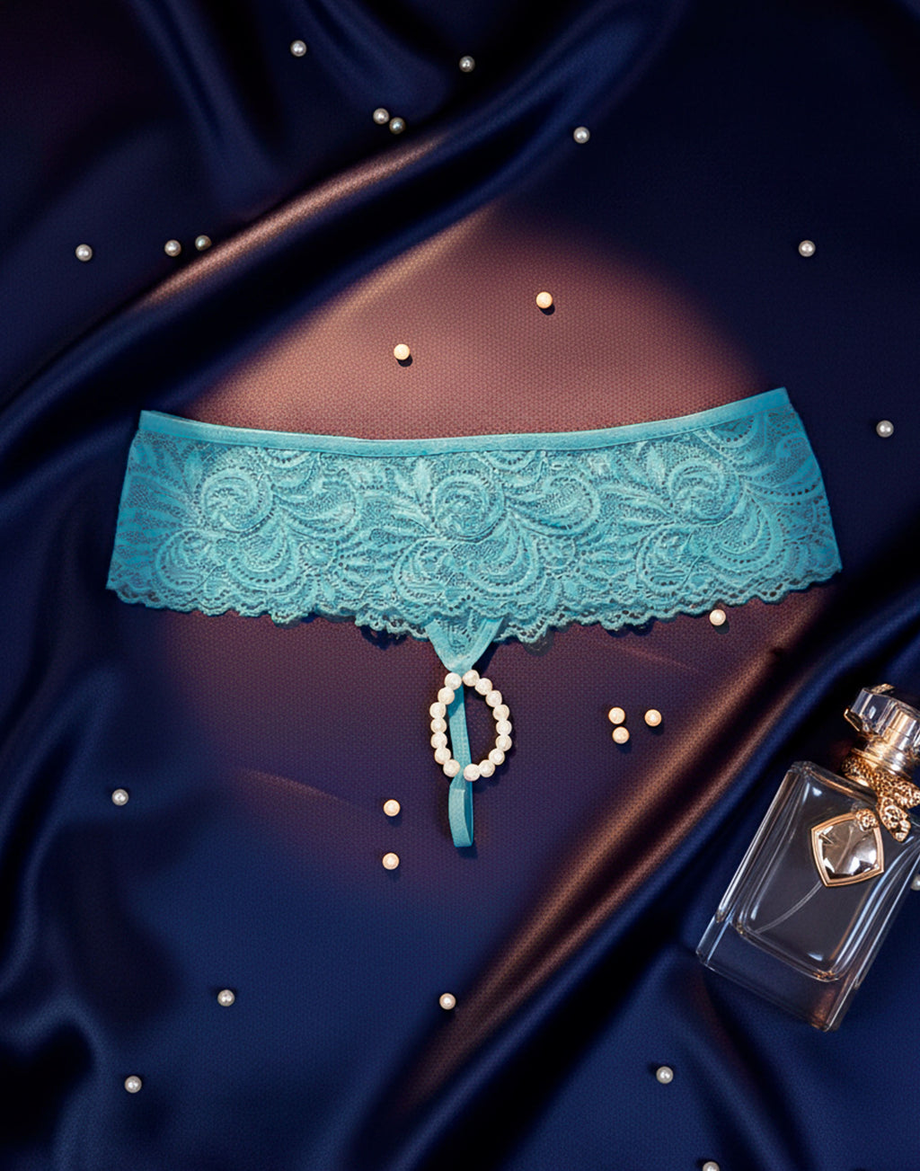 Calcinha Sexy com Pérolas Estilo Tailandesa em Azul Turquesa – Doce Malícia