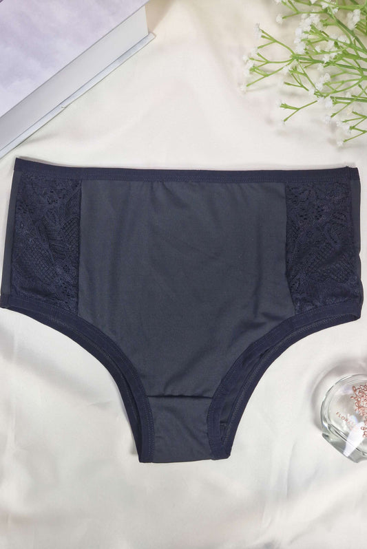 Calçola Microfibra com Renda Lateral em azul-Marinho – Doce Malícia
