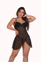 Camisola de Bojo em Tule com Calcinha – Doce Malícia