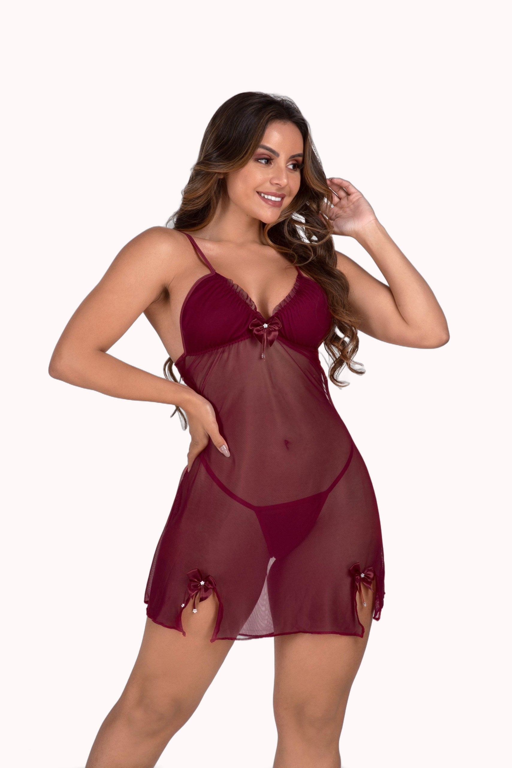 Camisola em tule com calcinha – Doce Malícia