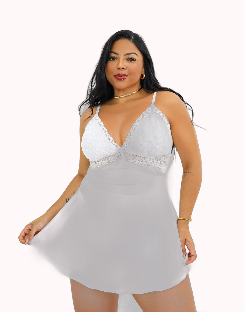 Camisola Bailarina Costa Nua com Calcinha Plus Size – Doce Malícia