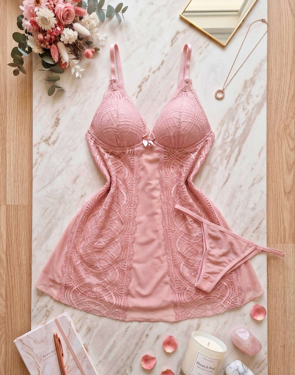 Camisola de Bojo Tule e em azul-Marinho – Doce Malícia