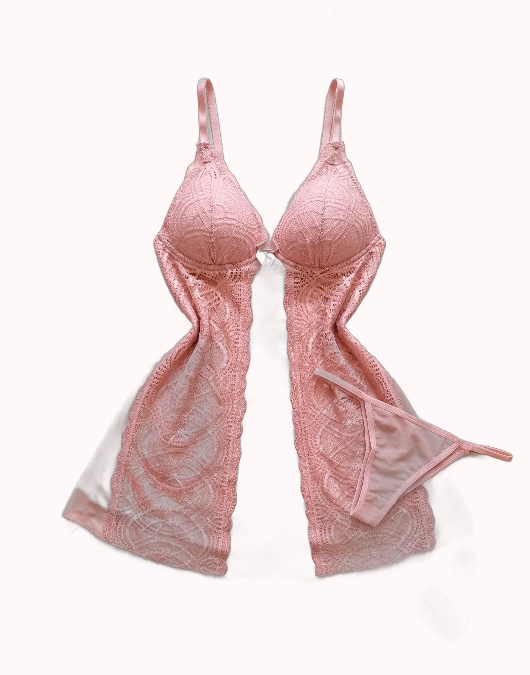 Camisola de Bojo Tule e Renda com Calcinha – Doce Malícia