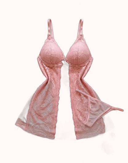 Camisola de Bojo Tule e Renda com Calcinha – Doce Malícia