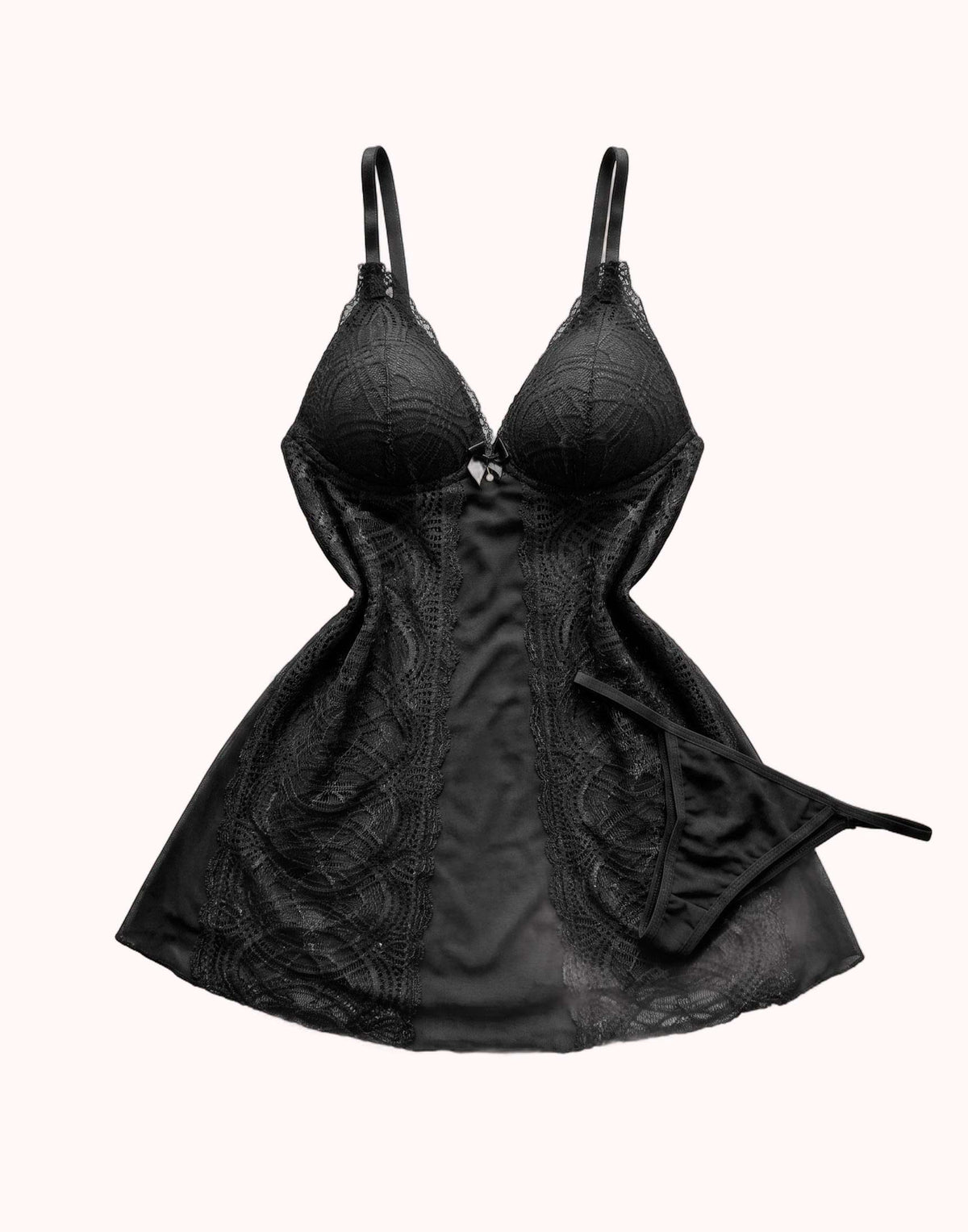 Camisola de Bojo Tule e Renda com Calcinha – Doce Malícia