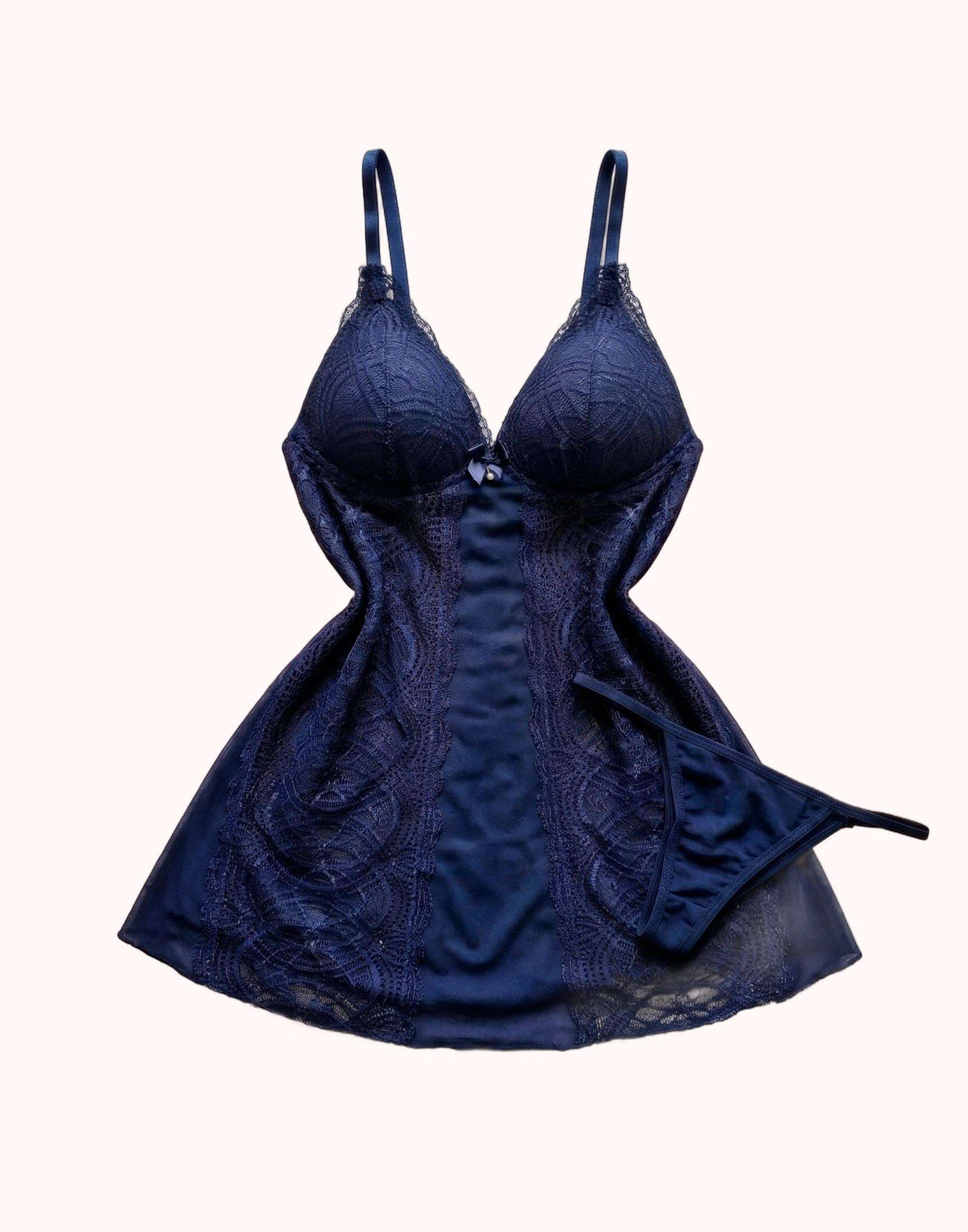 Camisola de Bojo Tule e Renda com Calcinha – Doce Malícia