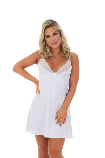 Camisola com renda no busto em Branco – Doce Malícia