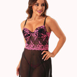 Camisola de Bojo com Tule Bordado Bicolor – Doce Malícia