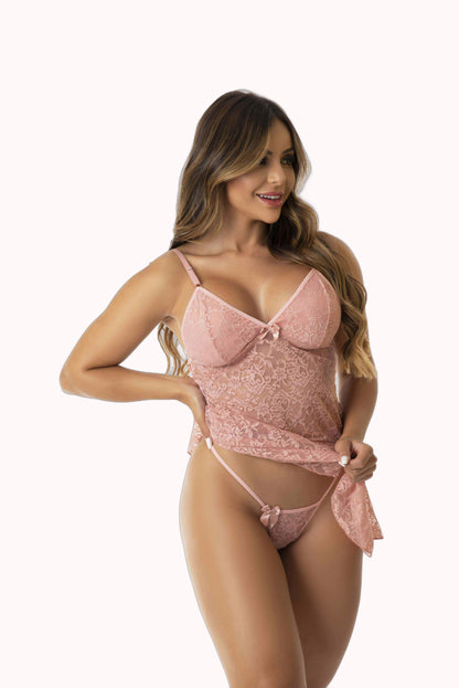 Camisola de renda com calcinha – Doce Malícia
