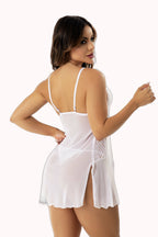 Camisola de Tule Sexy com Calcinha e Pérola – Doce Malícia