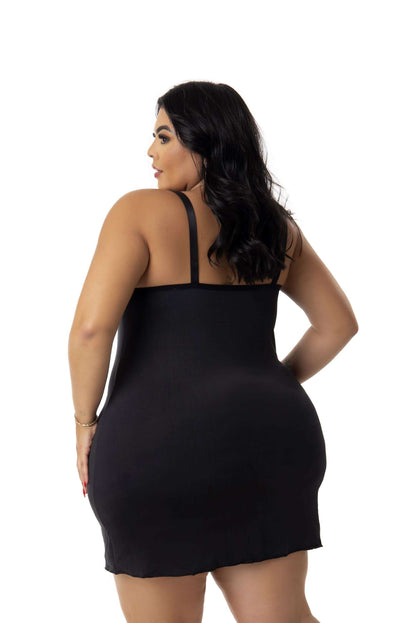 Camisola em microfibra rendada em azul – Doce Malícia