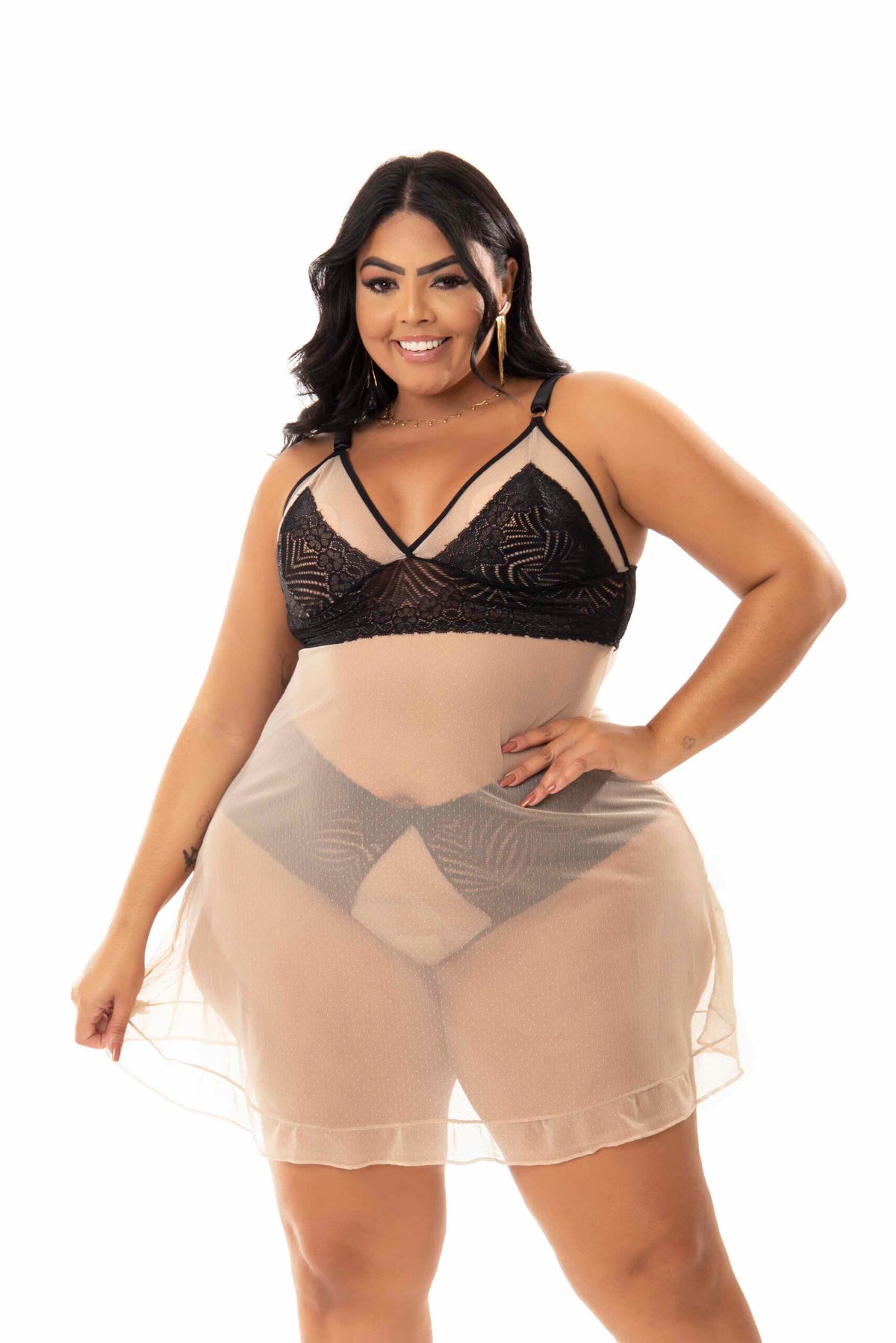 Camisola Plus Size em Branco – Doce Malícia