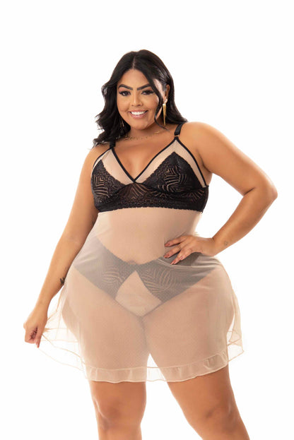 Camisola Plus Size em Branco – Doce Malícia
