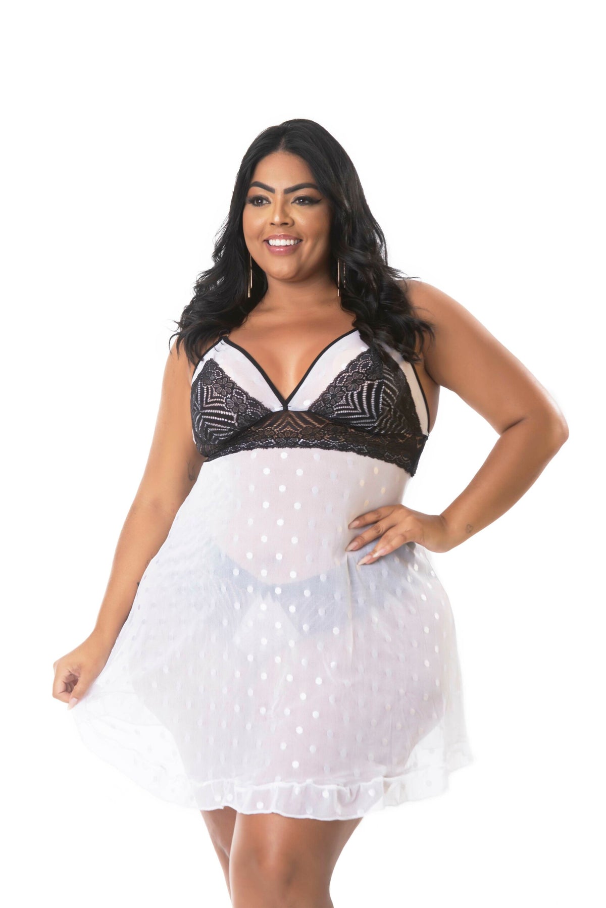 Camisola Plus Size em Branco – Doce Malícia