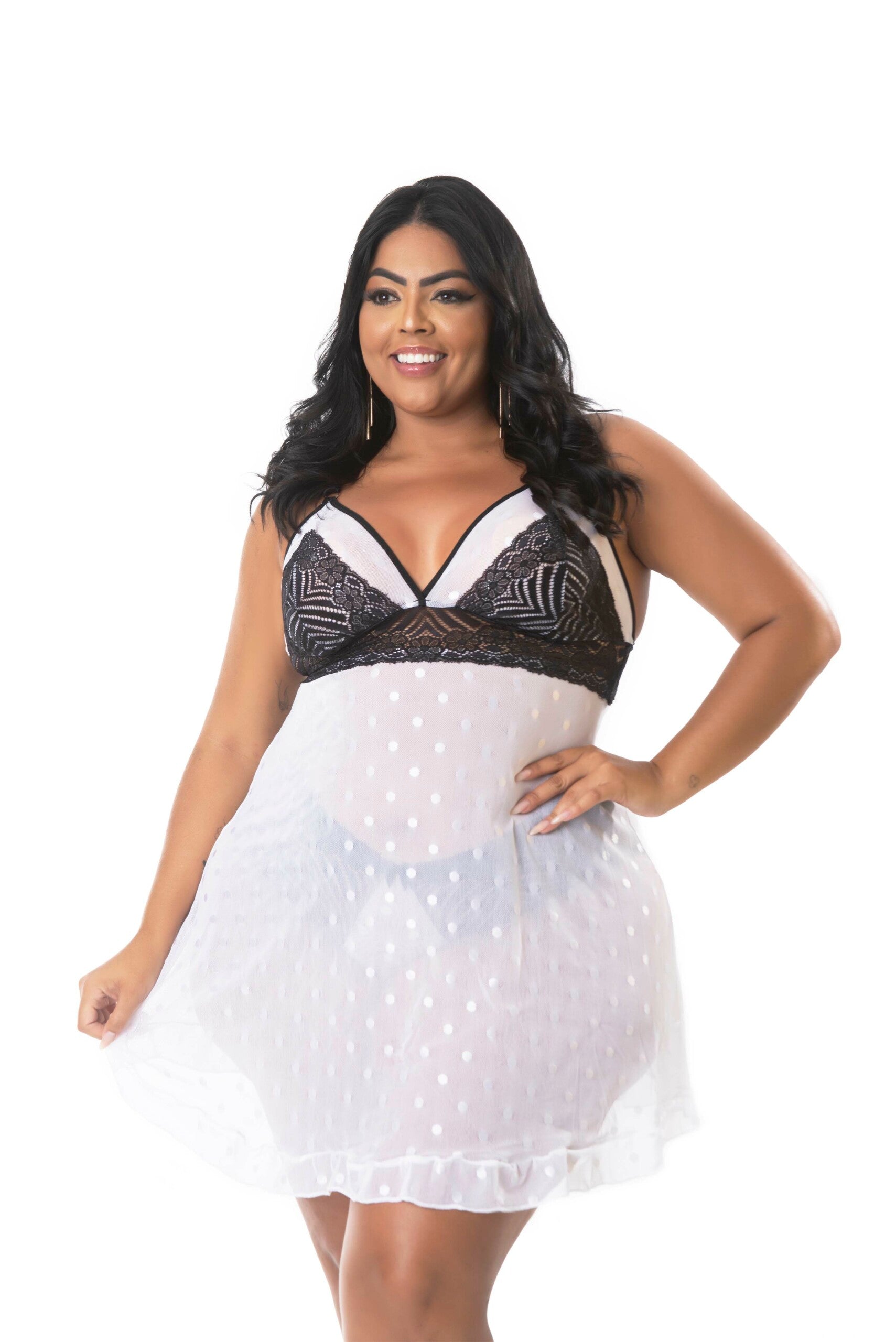 Camisola Plus Size em Branco – Doce Malícia