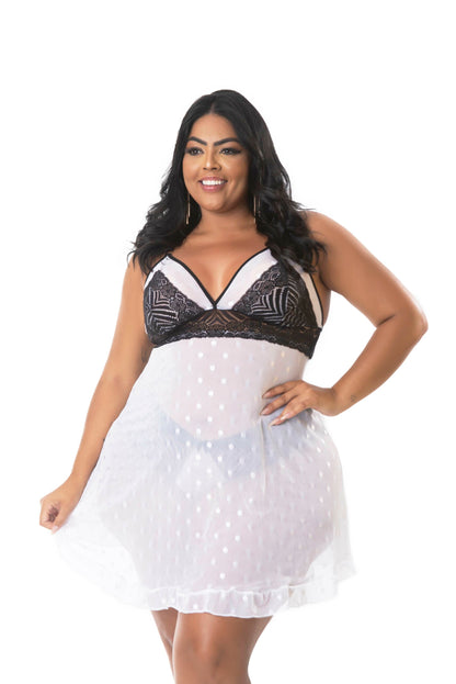 Camisola Plus Size em Branco – Doce Malícia